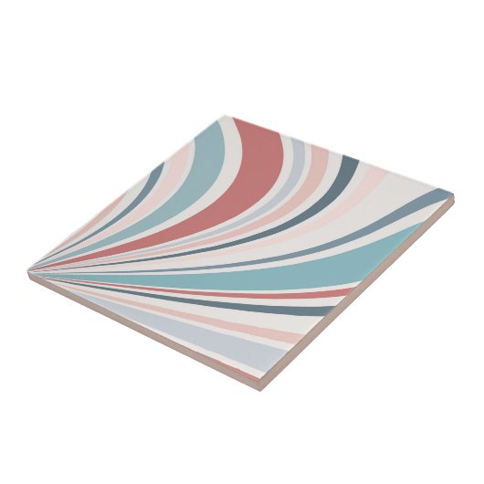 Kleurrijke retro vibes in roze, blauw en grijs tegeltje (Zijkant)