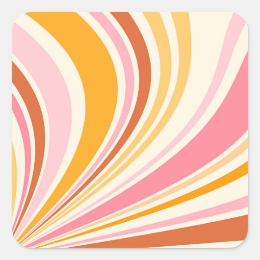 Kleurrijke retro vibes vierkante sticker (Voorkant)