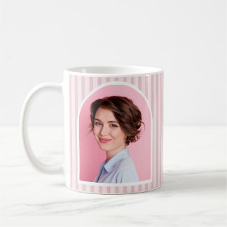 Kleurrijke Retro Visagist Roze Witte Foto Strepen Koffiemok