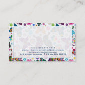 Kleurrijke Retro Vlinders & Bloemen Patroon 2 Visitekaartje (Achterkant)