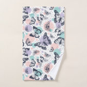 Kleurrijke retro vlinders patroon. bad handdoek (Handdoek)