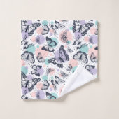 Kleurrijke retro vlinders patroon. bad handdoek (Wasdoekje)