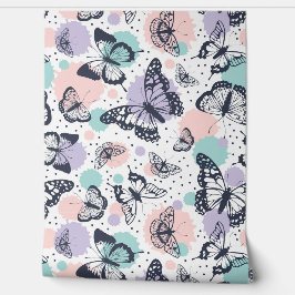 Kleurrijke retro vlinders patroon. behang