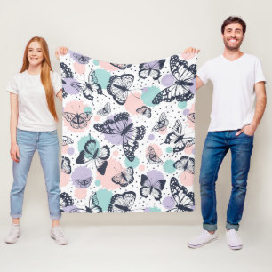 Kleurrijke retro vlinders patroon. fleece deken