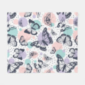 Kleurrijke retro vlinders patroon. fleece deken (Voorkant (Horizontaal))