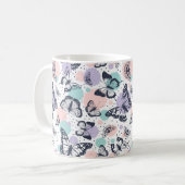 Kleurrijke retro vlinders patroon. koffiemok (Voorkant links)