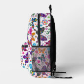 Kleurrijke Retro Vlinders Patroon op Wit Bedrukte Rugzak (Rechts)