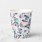 Kleurrijke retro vlinders patroon. papieren bekers (Achterkant)