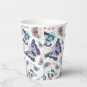 Kleurrijke retro vlinders patroon. papieren bekers (Rechts)