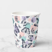 Kleurrijke retro vlinders patroon. papieren bekers (Voorkant)