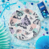 Kleurrijke retro vlinders patroon. papieren bordje (Feest)