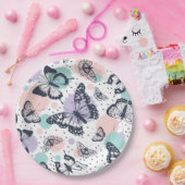 Kleurrijke retro vlinders patroon. papieren bordje (Feest)