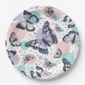 Kleurrijke retro vlinders patroon. papieren bordje (Voorkant)