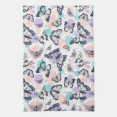 Kleurrijke retro vlinders patroon. theedoek (Verticaal)