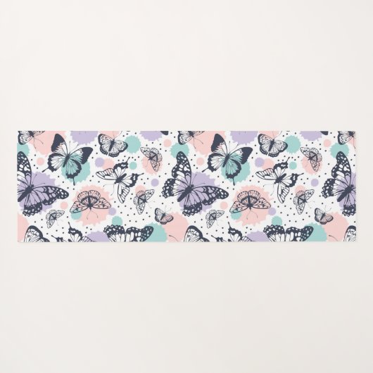 Kleurrijke retro vlinders patroon. yogamat (Achterkant (horizontaal))
