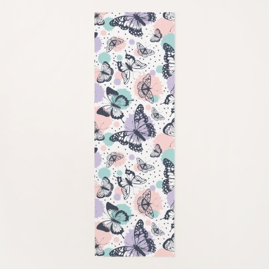 Kleurrijke retro vlinders patroon. yogamat (Voorkant)