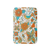 Kleurrijke retro-vogelbloemen en vlinderpatroonpat badmat (Voorkant Verticaal)