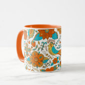 Kleurrijke retro vogels Bloemen & vlinders Patroon Mok (Voorkant links)