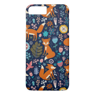 Kleurrijke retro vogels vossen & bloemen patroon Case-Mate iPhone case