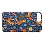 Kleurrijke retro vogels vossen & bloemen patroon Case-Mate iPhone case (Achterkant (Horizontaal))