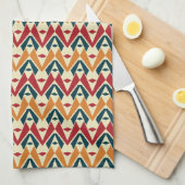 Kleurrijke Retro Vormen Keukenhanddoek (Quarter Fold)