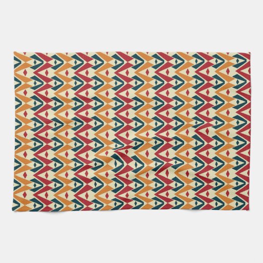 Kleurrijke Retro Vormen Keukenhanddoek (Horizontaal)