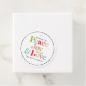 Kleurrijke Retro Vrede Vreugde & Liefde Kerstmis F Bedankjes Labels (In situ)