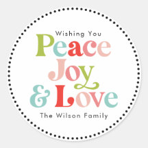 Kleurrijke Retro Vrede Vreugde & Liefde Kerstmis F