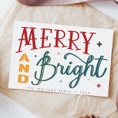 Kleurrijke Retro Vrolijk en Helder Kerstmis Briefkaart