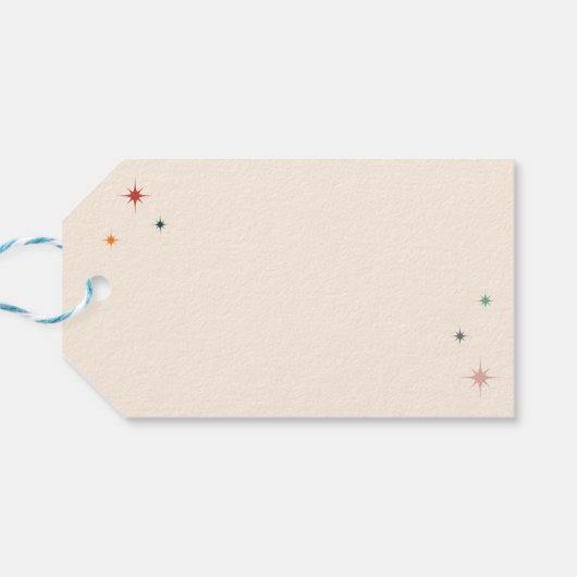 Kleurrijke Retro Vrolijk en Helder Kerstmis Cadeaulabel (Achterkant Horizontaal)