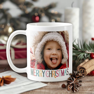 Kleurrijke retro vrolijke kerststerren foto koffiemok