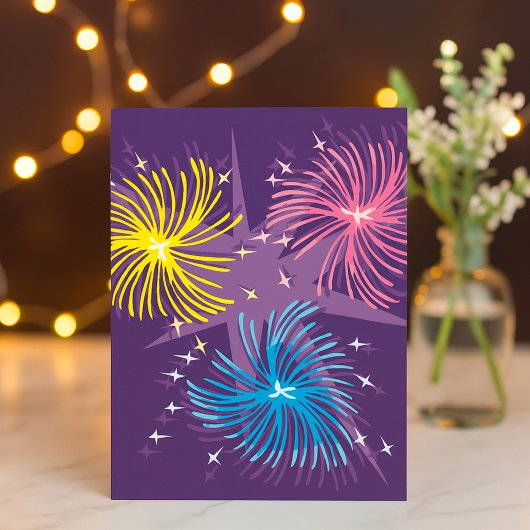 Kleurrijke Retro Vuurwerk Ontploffing Kaart
