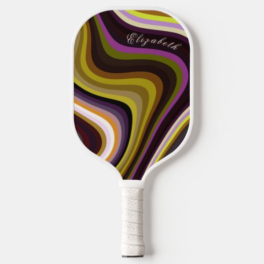 Kleurrijke Retro Waves Modern Monogram Pickleball Paddle (Voorkant)