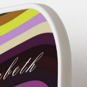 Kleurrijke Retro Waves Modern Monogram Pickleball Paddle (Links Detail)