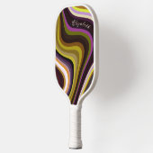 Kleurrijke Retro Waves Modern Monogram Pickleball Paddle (Links)