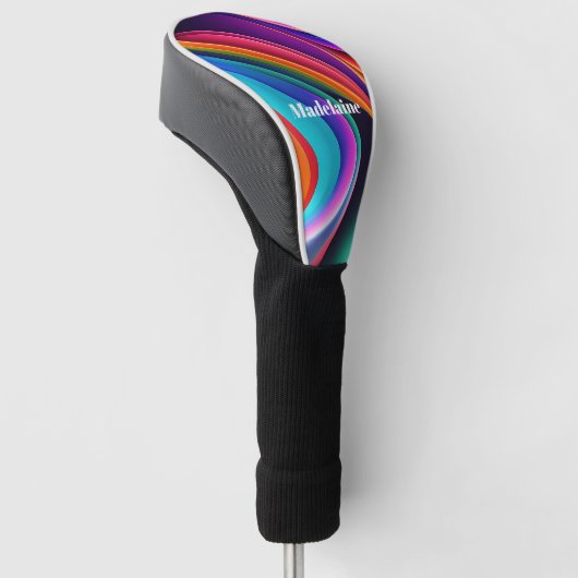 Kleurrijke Retro Waves Persoonlijk Golfheadcover (Schuin)