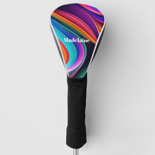 Kleurrijke Retro Waves Persoonlijk Golfheadcover (Voorkant)