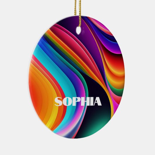 Kleurrijke Retro Waves Persoonlijk Keramisch Ornament (Rechts)