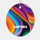 Kleurrijke Retro Waves Persoonlijk Keramisch Ornament (Links)