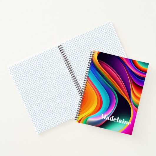 Kleurrijke Retro Waves Persoonlijk Notitieboek (Binnen)