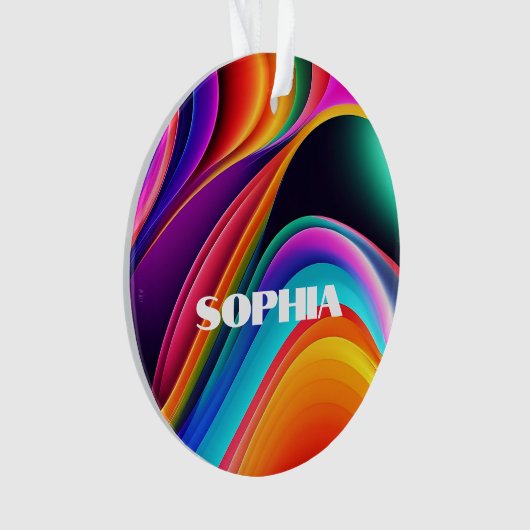 Kleurrijke Retro Waves Persoonlijk Ornament (voorkant)
