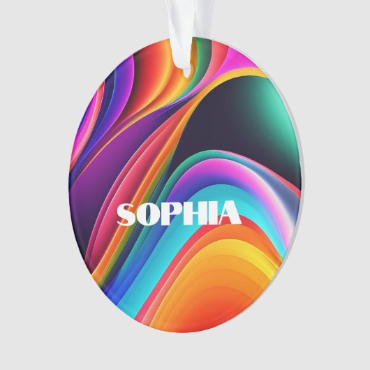 Kleurrijke Retro Waves Persoonlijk Ornament (voorkant)