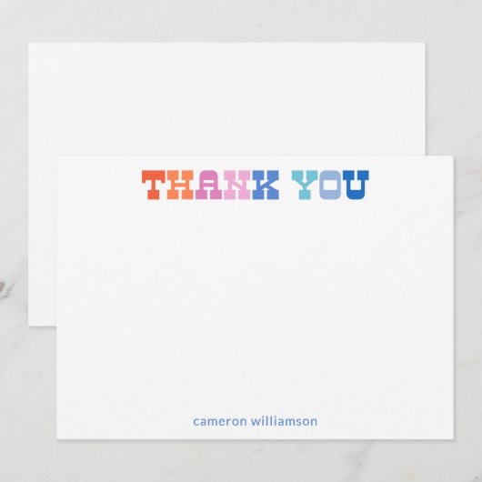 Kleurrijke Retro Westerne Typografie Gepersonalise Bedankkaart (Voorkant / Achterkant)