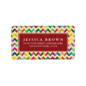 Kleurrijke Retro Zigzag custom retour adres label (Voorkant)