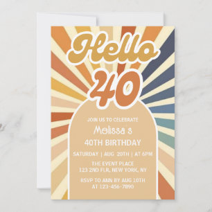 Kleurrijke Retro Zon Groovy Golf Hallo 40e Verjaar Kaart
