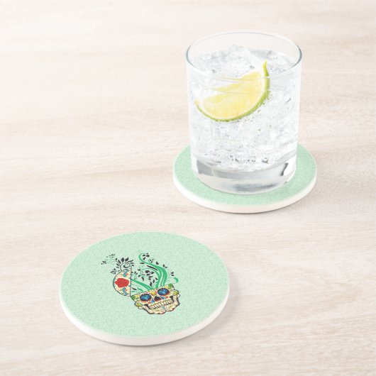 Kleurrijke retroflectorbloemen Rozen Zandsteen Onderzetter (Zijkant)