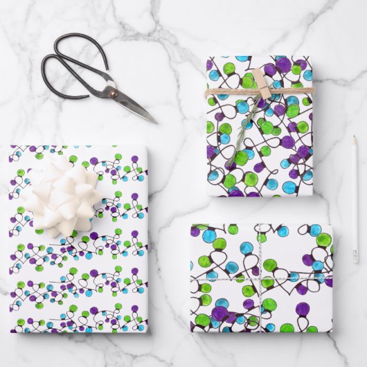 Kleurrijke retroflectorlampjes voor het verpakken  inpakpapier vel (Voorkant)