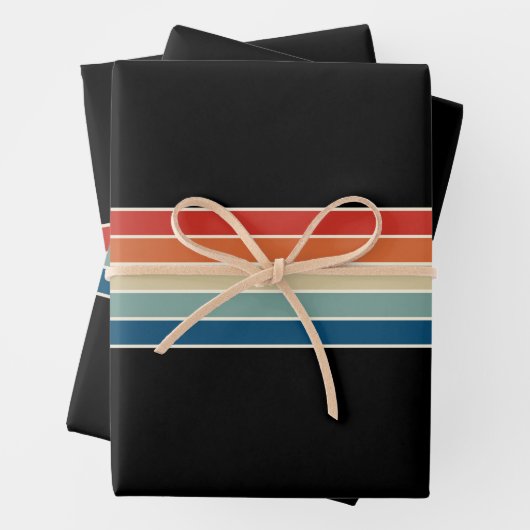  kleurrijke retrorrector 70s Stripes Inpakpapier Vel (In situ)