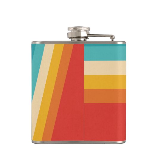 Kleurrijke Retrostrip - 70, 80-inch design Heupfles (Achterkant)