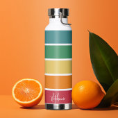 Kleurrijke Retrostripes - Regenboog - Script Name Waterfles